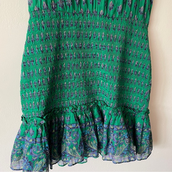 Veronica Beard Brindelle Mini Dress Smocked Flutter Sleeve Kelly Green Size 4 - Picture 10 of 15